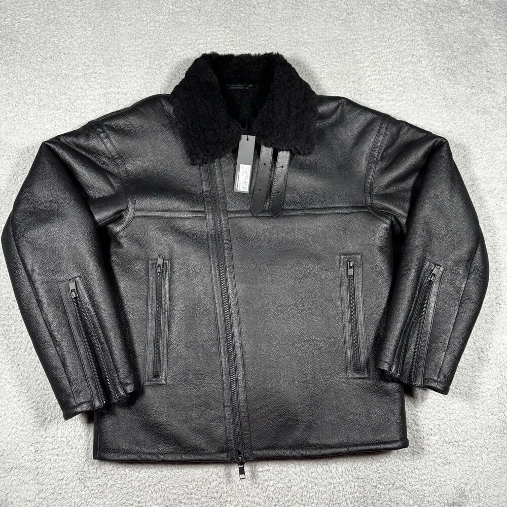 J Lindeberg Shearling Leather Aviator Jacket Size Large